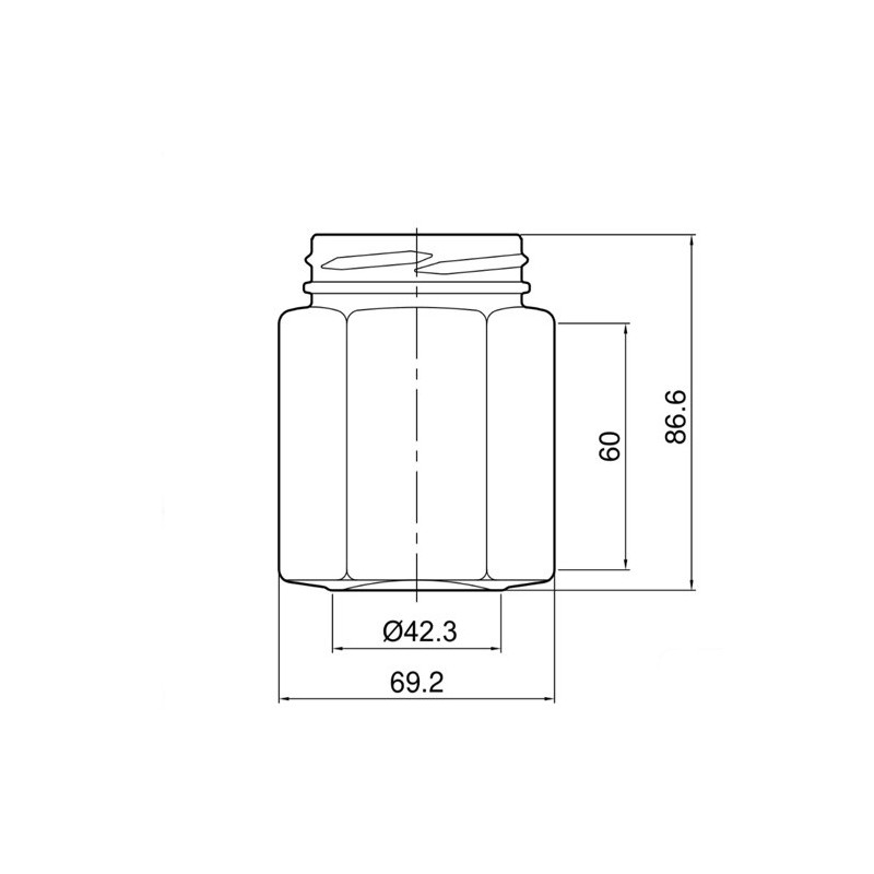 Borcan Hexagonal 196ml TO 58